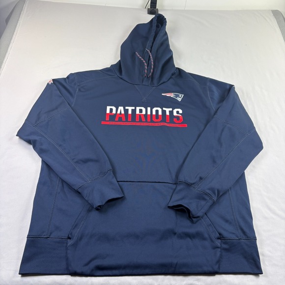 New England Patriots Hoodie Mens XL Blue Nike On Field Pullover Sweatshirt NFL - Picture 1 of 11